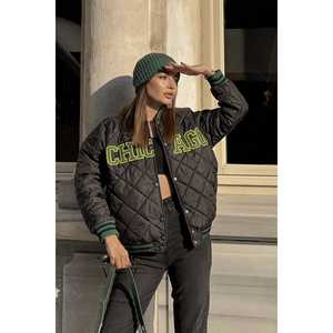 Veste universitaire noire pour femme avec impression sur le devant - Product Image 3