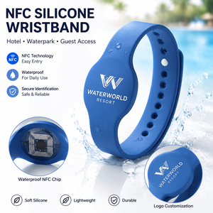 สายรัดข้อมือซิลิโคน NFC แบบกำหนดเองสำหรับโรงแรม สวนน้ำ ใช้สำหรับเข้าใช้บริการได้ง่ายและระบุตัวตนอย่างปลอดภัย - Product Image 1