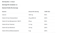 Complexe de calcium et de vitamines OEM 1200 mg avec vitamines D3, K2, B1, B2, B12 en gélules pour la force osseuse et l'absorption du calcium, 120 gélules