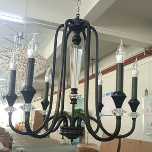 LANJO Modern Black Crystal <b>Candle</b> Chandelier Pendant Light Dimmable Iron Ceiling Lamp NEW ARRIVAL <b>Wedding</b> Banquet Villa Home Dec - Product Image 3