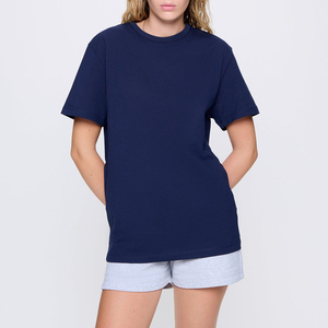 Custom Cotton Oversize Blank Plain <strong>Navy</strong> Lose Fitting <strong>Top</strong> t Shirts Athletic Combed Cotton Gym Basic Tee Tshirt <strong>Women</strong> - Product Image 3