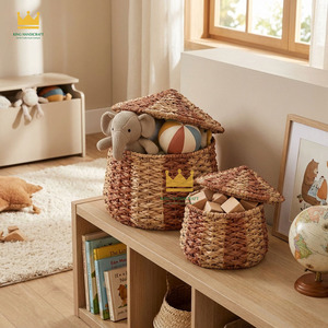 Seagrass Storage <b>Baskets</b> With Lid Suitable for Babies and Kids Room Decor <b>Cheap</b> Price from Vietnam - Product Image 5