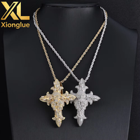 Collier unisexe en cuivre le plus vendu, pendentif croix vintage européen et américain en zircon, cadeau personnalisé hip-hop