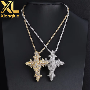 Collier unisexe en acier inoxydable, best-seller, style européen et américain, pendentif croix vintage en zircon, hip-hop, cadeau personnalisé - Product Image 6