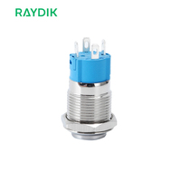 Interrupteur à bouton-poussoir miniature en acier inoxydable, 12 mm, 12 V, momentané, éclairé par LED, avec dessus surélevé