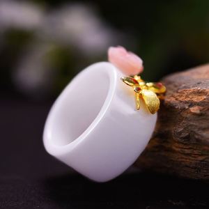 Lotus senang 925 lebah perak murni berciuman mawar perhiasan cincin perak untuk wanita gadis perhiasan grosir - Product Image 3