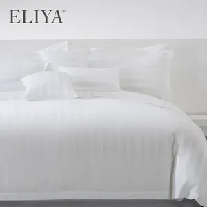 Eliya Groothandel Luxe Hotel Bed Kamer Beddengoed Egyptisch Katoen Satijn Streep Beddengoed Set Laken Set Beddengoed Luxe Quilt Koning