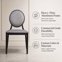 Chaise de restaurant nordique de luxe rembourrée, chaise de salle à manger avec cadre en aluminium antique, chaises pour événements, chaises d'hôtel