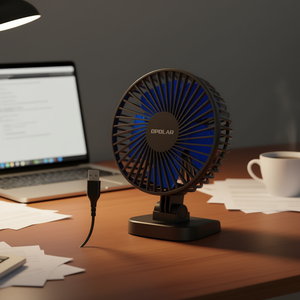 Ventilador de Escritorio Opolar, 3 Velocidades, Alimentado por USB, Silencioso, con Rodamientos de Bolas, 20dBA, 38CFM, Negro - Product Image 2