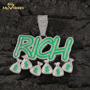 RICH Word English Letter and Money Bag Shape New Fashion Pendant and Twist Chain Set High Quality Hip Hop Men's Jewelry