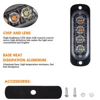 Feu de signalisation latéral stroboscopique 4 LED pour voiture, clignotant d'urgence pour panne, pour camion et remorque 12V-24V, lampe de signalisation multivolts