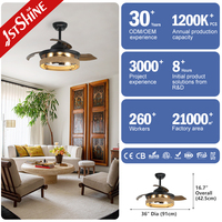 Ventilateur de plafond rétractable 1stshine 36 pouces avec télécommande, éclairage LED intégré, idéal pour la décoration intérieure – Vendeur d'exception, directement de l'usine