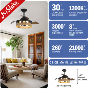 1stshine Ventilateur de plafond invisible 36 pouces Petit abat-jour en cage noir Ventilateur de plafond avec lumière et télécommande - Product Image 3