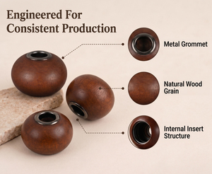 Vietnam WeWood Oval Wood <b>Diffuser</b> Lid Threaded Plastic Liner Spherical Scent Cap Round Fragrance Top Metal Collar - Product Image 2