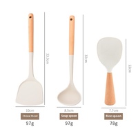 Ensemble d'ustensiles de cuisine en silicone avec manche en bois réutilisable, logo personnalisé, OEM ODM, outils de cuisson antiadhésifs pour la cuisine à domicile