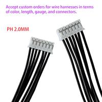 Cavi terminali a doppia/monopunta PH 2.0mm, cavi di collegamento per connettori 2P/3P/5P/9P, cavi rossi/neri, 24/20/22/26 AWG