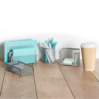 Ensemble de papeterie de bureau en 5 pièces, ensemble d'accessoires de bureau en métal, porte-stylos rond, ensemble de rangement de bureau