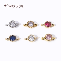 6 couleurs laiton plaqué or 18 carats et zircon 2 trous ronds connecter pendentifs à breloques pour bricolage boucle d'oreille accessoires de fabrication de bijoux