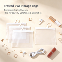 Pochette de voyage en EVA durable, transparente dépolie, étanche, avec fermeture éclair à anneau, logo imprimé offset, pour cosmétiques, bijoux, écouteurs et câbles