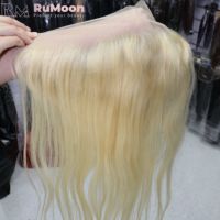 Closure en dentelle 13x4, 100% Cheveux Humains Brésiliens Vierge Remy, Lisses, Double Tirage, Blond 613, 20 Pouces, Double Trame Faite à la Machine