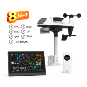 Neues Angebot 8-in-1 profession elle Wetters tation mit Farbdisplay Temperatur Luft feuchtigkeit Wetter vorhersage Atomuhr - Product Image 1