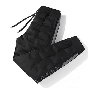 Men's Black Quilted <strong>Down</strong> <strong>Pants</strong> with Side Details Warm Winter &amp; Outdoor Wear OEM Service Available - Product Image 2
