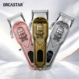 Tondeuse à <span class=keywords><strong>cheveux</strong></span> électrique professionnelle de style vintage ORCASTAR <span class=keywords><strong>pour</strong></span> hommes, en alliage d'acier inoxydable, lame réglable, tête amovible et lavable - Product Image 1