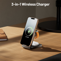 Q2.2 Station de charge sans fil magnétique 3-en-1 25W, support pliable pour iPhone 15 16, chargeur de téléphone portable multifonctionnel