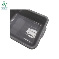 Bac de rangement en plastique robuste avec poignées latérales, boîte utilitaire grise durable pour le tri en entrepôt