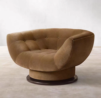 Fauteuil pivotant en velours brun, design moderne, luxe, vente en gros OEM, meubles d'intérieur, magnifique.
