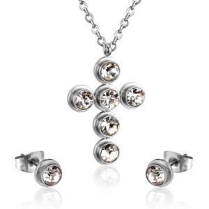 Stainless Steel Cross <b>Jewelry</b> <b>Set</b> <b>Women</b> <b>Jewelry</b> <b>Set</b> Rhinestone Necklace <b>Jewelry</b> Type - Product Image 5