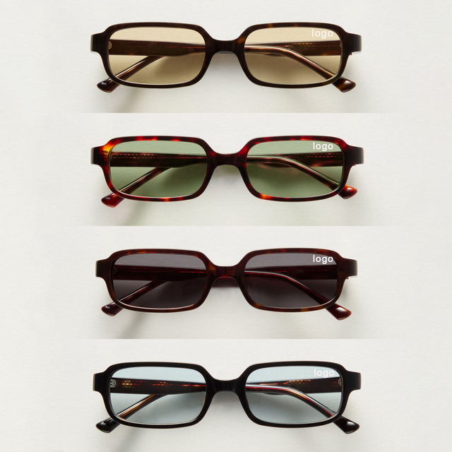 LBASHADES 2510 Vintage Eyewear Rectangle Acetate Sunglasses Small Frame Retro Custom LOGO Sun Glasses Men Women