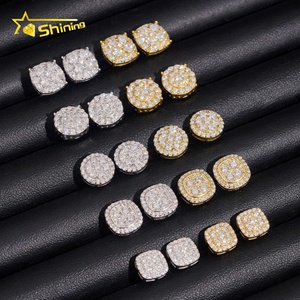 Spedizione Rapida, Disponibilità Locale, Orecchini in <span class=keywords><strong>Argento</strong></span> <span class=keywords><strong>925</strong></span> con Moissanite VVS Certificata GRA, Stile Hip Hop con Chiusura a Vite - Product Image 5
