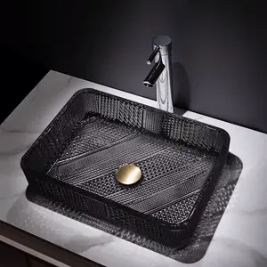 Yesonユニークなデザインカウンタートップ強化ガラス手洗い洗面器クリスタルカラフルなシンクボウル用バスルーム