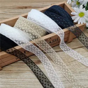 V1851 1.5 cm exquisite non-elastic lace trim nylon decorative lace band strip for gift flower packaging