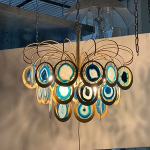 JC LIGHTING Ilumina Lámparas Colgantes <span class=keywords><strong>Artica</strong></span> de Cristal Azul Turquesa y Ágata para Dormitorio - Product Image 4