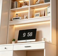 HANSIYI Bureau d'ordinateur et armoire intégrés pour chambre d'enfant, combinaison en bois massif, moderne, écologique, durable, grande capacité