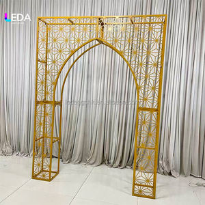 Arco de Metal Dorado de Lujo Retro Personalizado LEDA, Soporte de Fondo para Bodas con Tallado Hueco Moderno para Eventos de Boda - Product Image 6