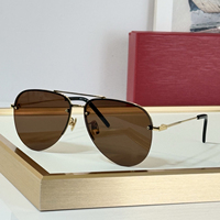 Lunettes de soleil de créateur à double pont, monture en métal noir, verres fumés foncés UV400, unisexe, rétro, pour la conduite en extérieur, mode, lunettes de luxe