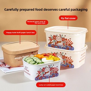 Contenitore Quadrato in Carta Kraft Spessa Usa e Getta con Disegno di Gatto, Scatola per Pranzo, Asporto e Insalata - Product Image 4