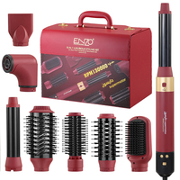 ENZO Brosse lissante électrique professionnelle 8 en 1, moteur sans balais, lisseur, boucleur, peigne, sèche-cheveux, brosse pour un coiffage volumineux à chaud
