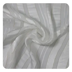 Classical Design 98% Polyester 2% Mtl Two Wide And Two Thin Gold Wire Strips Jacquard Fabric For Textile And Garment