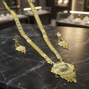 Venta al por mayor de joyería chapada en oro Micro DE 14K 18K 24K, formando collares largos, joyería india de diseño floral con relleno de oro micro. - Product Image 2