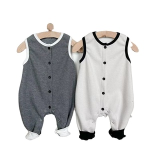 Nuevo bebé primavera otoño Color sólido niños y mono informal completo niñas niños sin mangas - Product Image 1