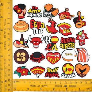 Vente chaude Creative Nouvelle Série Espagnole Sandales Charme Bricolage Accessoires Pvc Amovible Doux Colle Goutte En Plastique Semelle Chaussures Boucle - Product Image 5