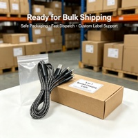 Câble de charge USB-A Type-C 3 en 1 Togudu T-255, nylon tressé, joint renforcé durable, multiport pour téléphone portable