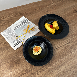 Niza catering plana cena sombrero forma <span class=keywords><strong>platos</strong></span> negro restaurante melamina cargador barato placas - Product Image 2