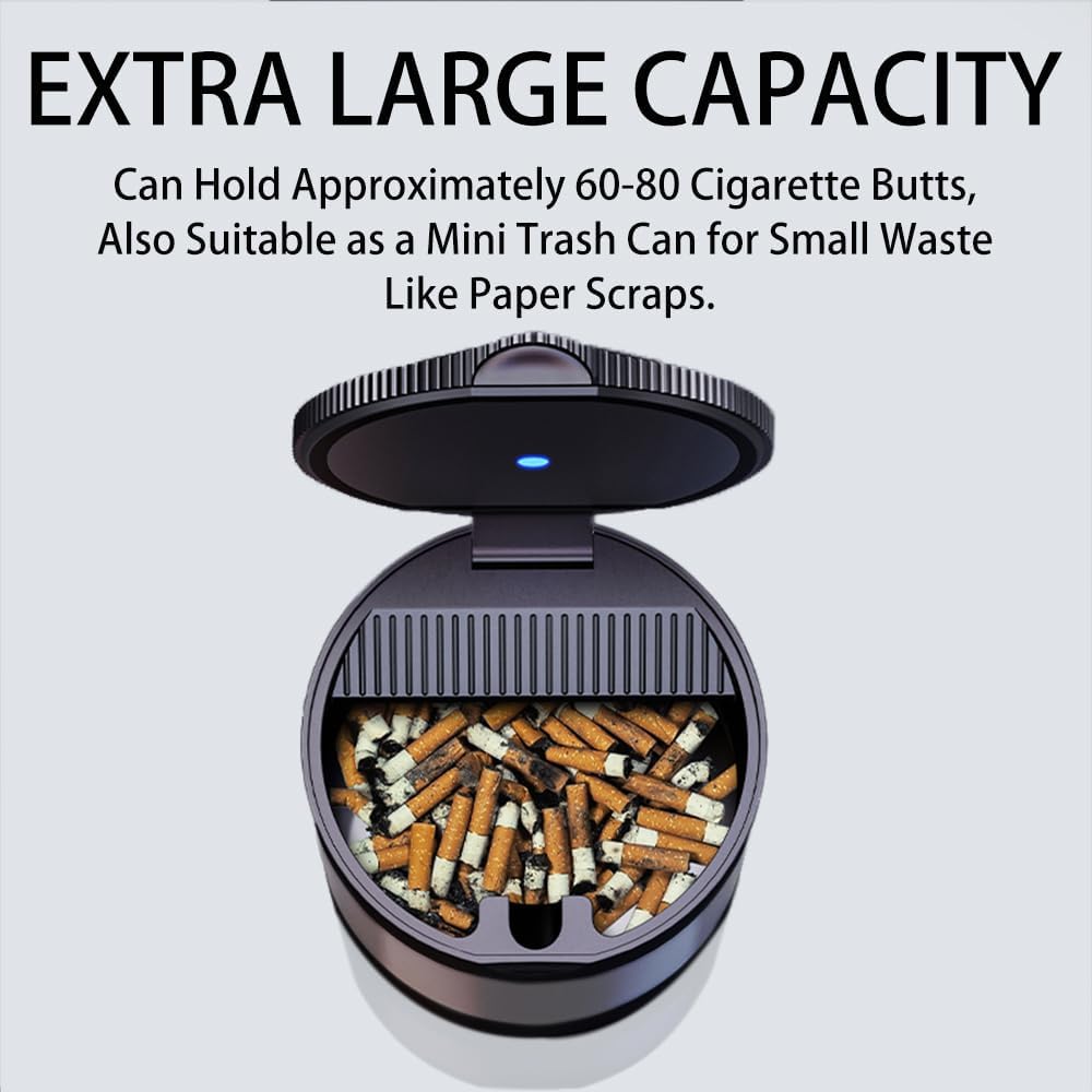 Stainless Steel Smokeless Car Ashtray with LED Light - QYM New Building Materials Technology Co., Lt