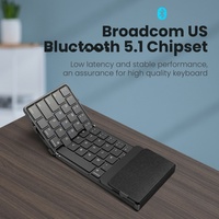 Teclado Plegable Inalámbrico Triple con Panel Táctil y Ratón Recargable, Mini Teclado para Windows Phone, PC y Tableta