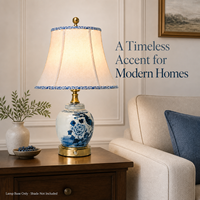 Lampe de table sans fil rechargeable en porcelaine bleue et blanche de style chinoiserie moderne pour la chambre à coucher, le salon, la décoration de chevet